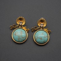 Elegant Round Drop Gold Plated Earrings