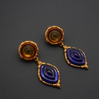 Elegant Dark Blue Pendant Vintage Earrings