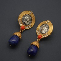 Luxury Blue Large Pendant Gold Plated Earrings