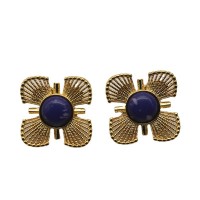 Cute Clover with Blue Beads Elegant Earrings