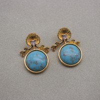 Elegant Round Drop Gold Plated Earrings