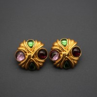 Vintage Alien Gold Plated Diamond Earrings