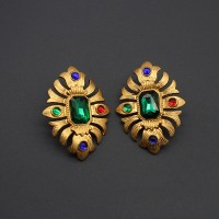 Vintage Egyptian Pharaoh Style Gold Plated Earrings